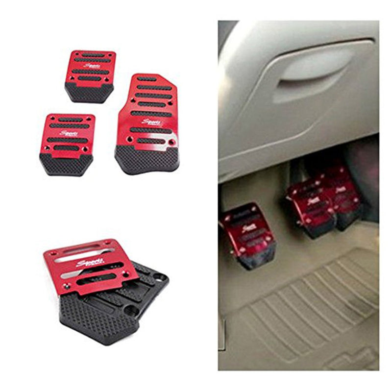  [AUSTRALIA] - Vosarea Car Non Slip Gas Brake Treadle Clutch Pedal Cover Pad Manual Pedals 3pcs (Red) Red