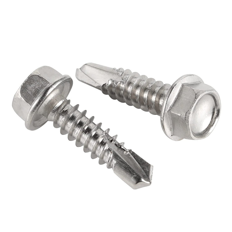  [AUSTRALIA] - #8 x 1/2" (1/2" to 1-1/2" Available) Hex Washer Head Self Drilling Screws, Self Tapping Sheet Metal Tek Screws, 410 Stainless Steel, 100 PCS #8 x 1/2" (100 PCS)