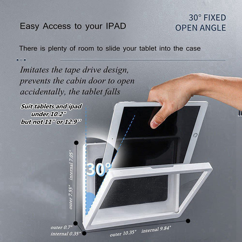  [AUSTRALIA] - ABHILWY Shower Ipad Holder Waterproof Wall Mounted 2021 Upgrade, Bathroom Tablet Case Mount Shelf, Adhesive Touchable Cradle with Glass Mirror Anti-Fog Screen for Bathtub Kitchen Black non rotatable_10.2 inches_black