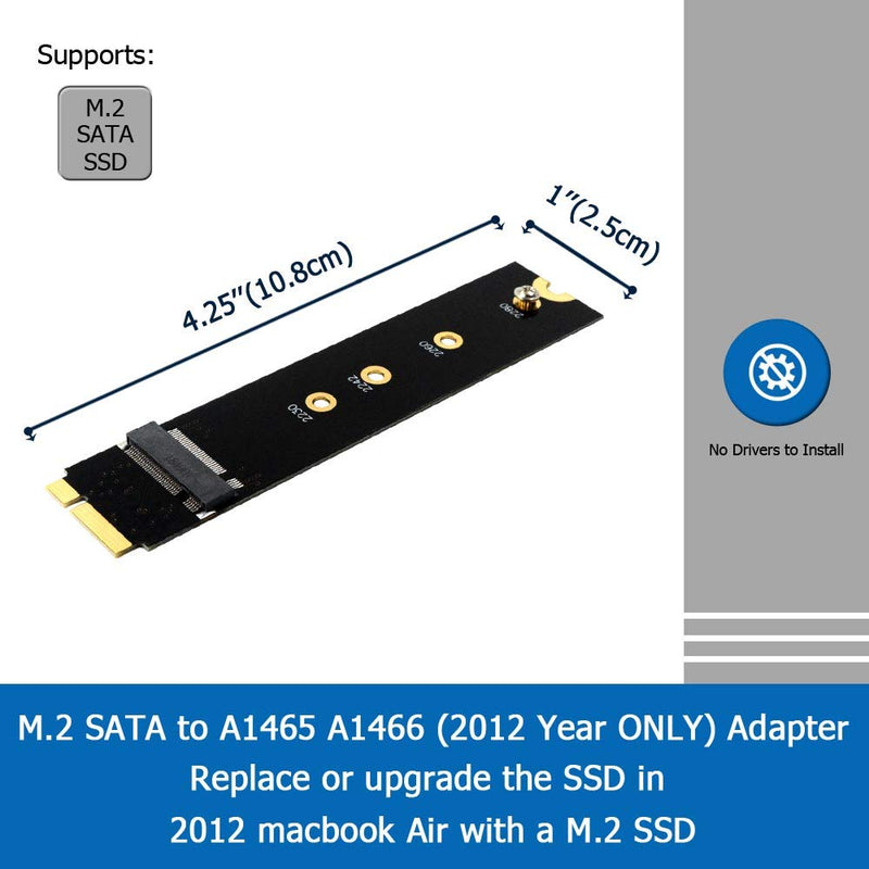 GODSHARK M.2 NGFF SATA to A1465 A1466 (2012 Year ONLY) Adapter for MacBook Air SSD Replacement, HDD Hard Disk Drive Converter Card Support 2230 2242 2260 2280 SSD. - LeoForward Australia