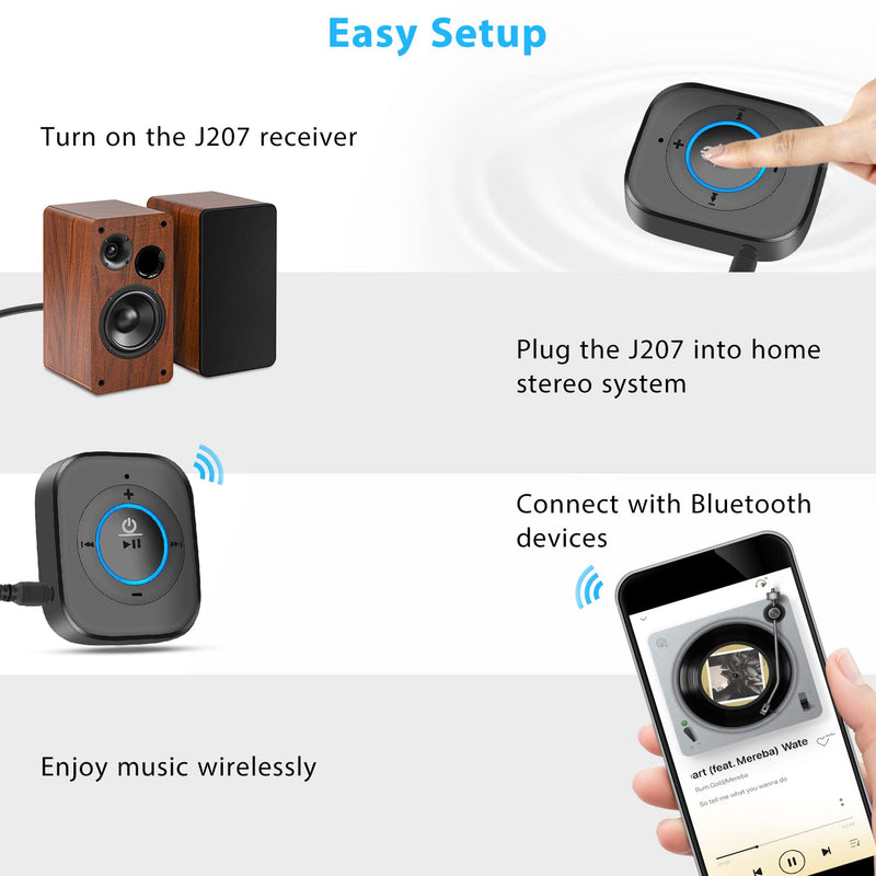  [AUSTRALIA] - IDIGMALL 2023 Latest Bluetooth 5.3 Audio Receiver for Speaker, Wireless 3.5mm Aux Hi-Fi Music Adapter w/Noise Cancelling Mic & Hands-Free for Car Stereo Home Amp w/Headphones Jack/RCA, 20H Playtime