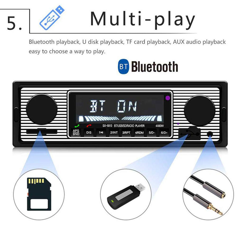 PolarLander 12V Bluetooth Car Stereo,4x45W Car Audio FM Radio, MP3 Player USB/SD/AUX Hands Free Calling with Wireless Remote Control - LeoForward Australia