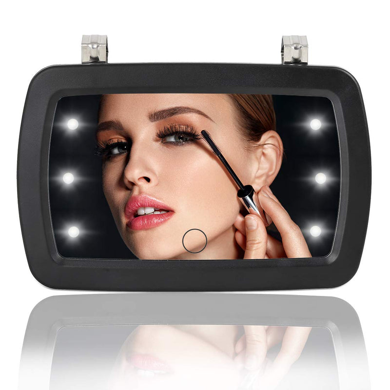 X AUTOHAUX Car Sun Visor Mirror Clip on Vanity Mirror Makeup Sun Shading Cosmetic Mirror with Touch Screen LED Lights - LeoForward Australia