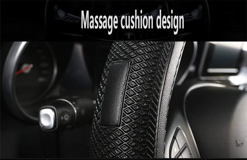  [AUSTRALIA] - Sholer D Shape Steering Wheel Cover Compatible with Car Fit Diameter 14.5-15 inch Anti-Slip Lines,Durable Microfiber PU Leather Steering Wheel Cover Four Season Universal and Easy to Install (BLACK)