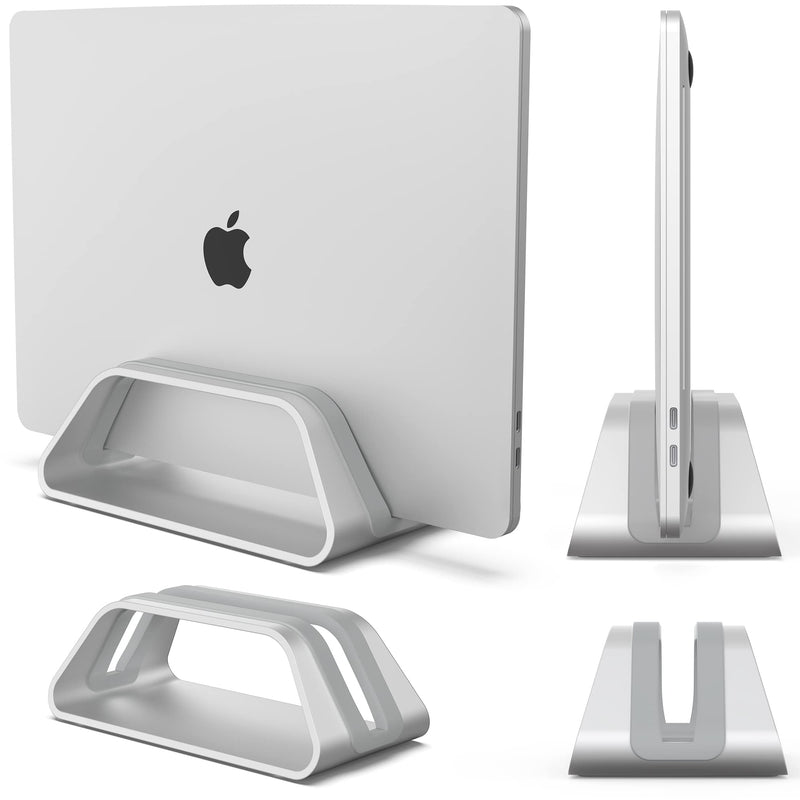  [AUSTRALIA] - HumanCentric Vertical Laptop Stand for MacBook, Compatible with MacBook Pro Stand, MacBook Air Stand, Laptop Holder for Apple Laptop Desk Stand, Aluminum Laptop Vertical Stand, Silver MacBook Stand