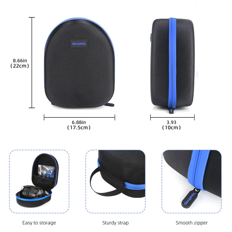  [AUSTRALIA] - Shooting range ear protection including shooting ear protection earmuffs, safety glasses, earplugs, gun glasses, storage case Black-blue