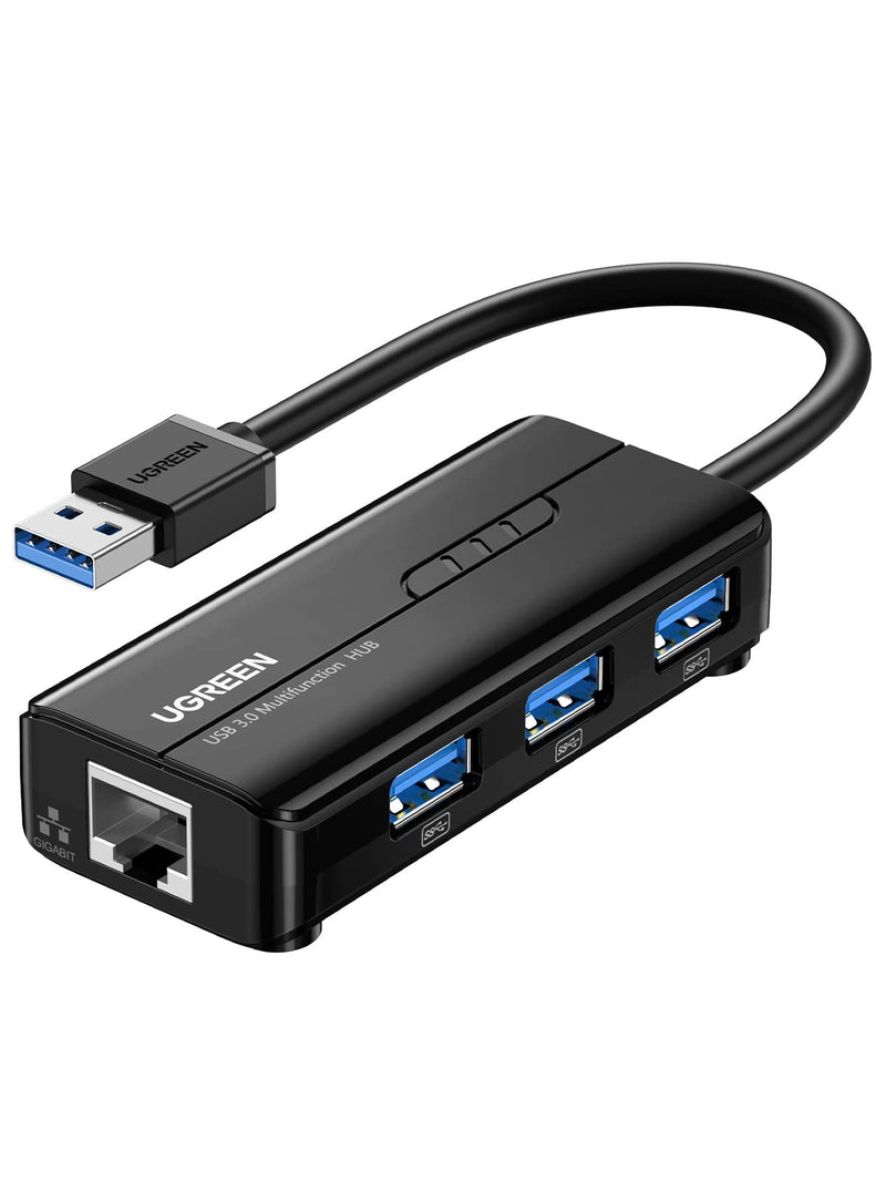  [AUSTRALIA] - UGREEN USB 3.0 Hub Ethernet Adapter 10 100 1000 Gigabit Network Converter with 3 USB 3.0 Ports Hub Compatible with Laptop PC Nintendo Switch MacBook Mac Mini Surface XPS Windows Linux macOS, and More