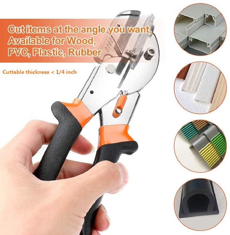  [AUSTRALIA] - Multi Angle Miter Shear Cutter, Jhua 8'' Multifunctional Trunking Shears Hand Tools 45 Degree To 135 Degree Miter Shears Cutting Tool with 10 Spare Blades for Cutting Chamfer, Soft Wood, Plastic, PVC