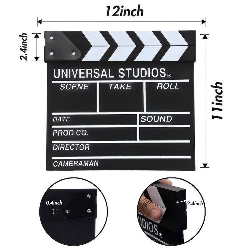 [AUSTRALIA] - Lynkaye Movie Film Video Clapboard irector's Cut Action Scene Clapper Board,Movie Theme Party Decorations - Black/Colorful, 11.8x10.6 inches (Black-White) Black-white