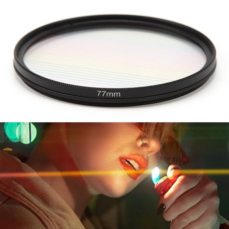  [AUSTRALIA] - 77mm Camera Filter, Double Sided Special Effects Filter, Special Effects Filter Lens Accessories, Rainbow Glare Brushed Filter for Selfie Shooting, Movies, Music, Videos