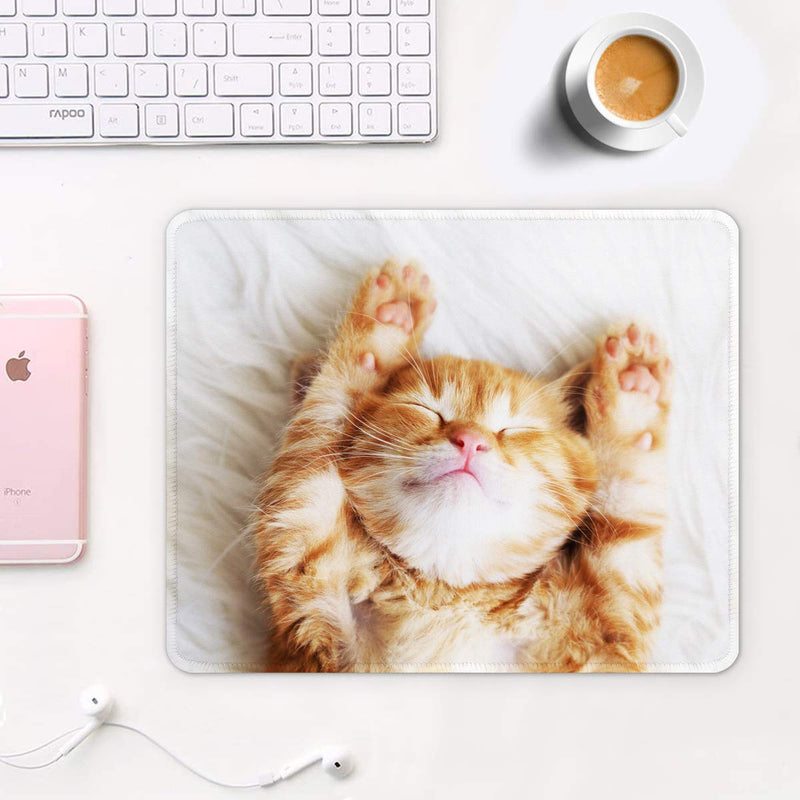  [AUSTRALIA] - Auhoahsil Mouse Pad, Square Animal Theme Anti-Slip Rubber Mousepad with Stitched Edges for Office Gaming Laptop Computer Men Women Girls Kids, Cute Customized Pattern, 9.8" x 7.9", Sleeping Cat Design Cute Kitty Square - 10.2 x 8.7 Inch