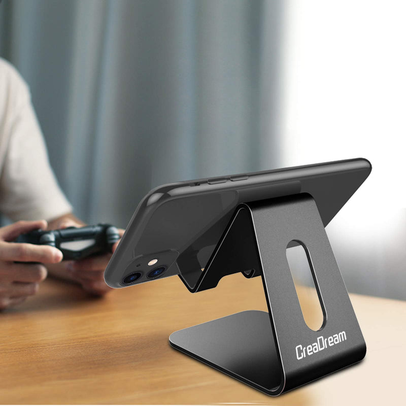  [AUSTRALIA] - CreaDream Cell Phone Stand, Cradle, Holder,Aluminum Desktop Stand Compatible with Switch, All Smart Phone, iPhone 11 Pro Xs Max Xr X Se 8 7 6 6s Plus SE 5 5s-Black Black