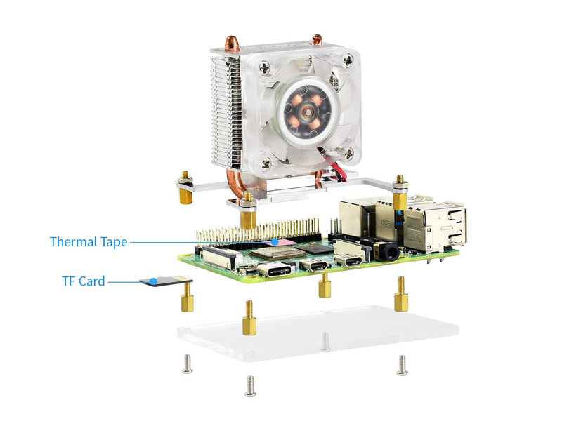  [AUSTRALIA] - Waveshare ICE Tower CPU Cooling Fan for Raspberry Pi with Super Heat Dissipation Supports Both Raspberry Pi 4 & 3