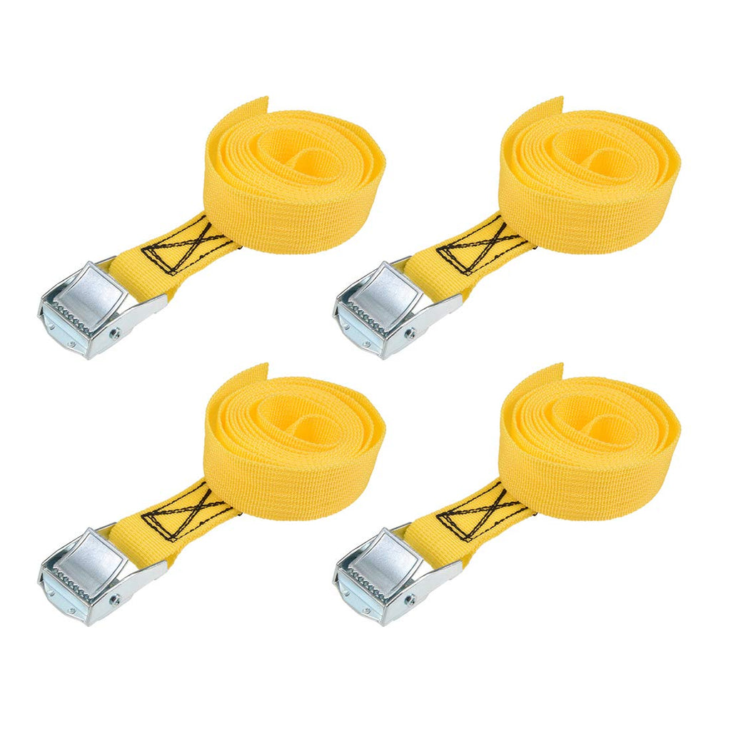  [AUSTRALIA] - uxcell Cam Buckle Tie Down Lashing Strap 1.5Mx25mm 250Kg Load Cap Polypropylene for Moving Cargo, Yellow, Pack of 4 1.5 Meters