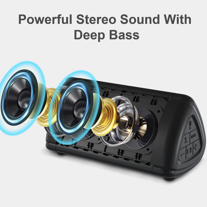  [AUSTRALIA] - Prosonic BT3 Portable Wireless Bluetooth Speaker with 10W Stereo Sound & Bass Boost -Rich Sound & Intense Bass -Bluetooth 5.0 -Microphone -IPX5 - in & Outdoor Speaker (Black) Black