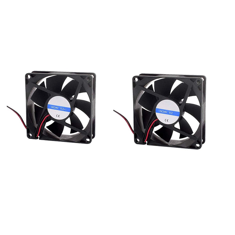  [AUSTRALIA] - LDEXIN 2pcs Computer Case Fan, 3-5/8" Cooling Case Fan for Computer Cases Cooling, 2 Pin DC 24V 0.2A, Black