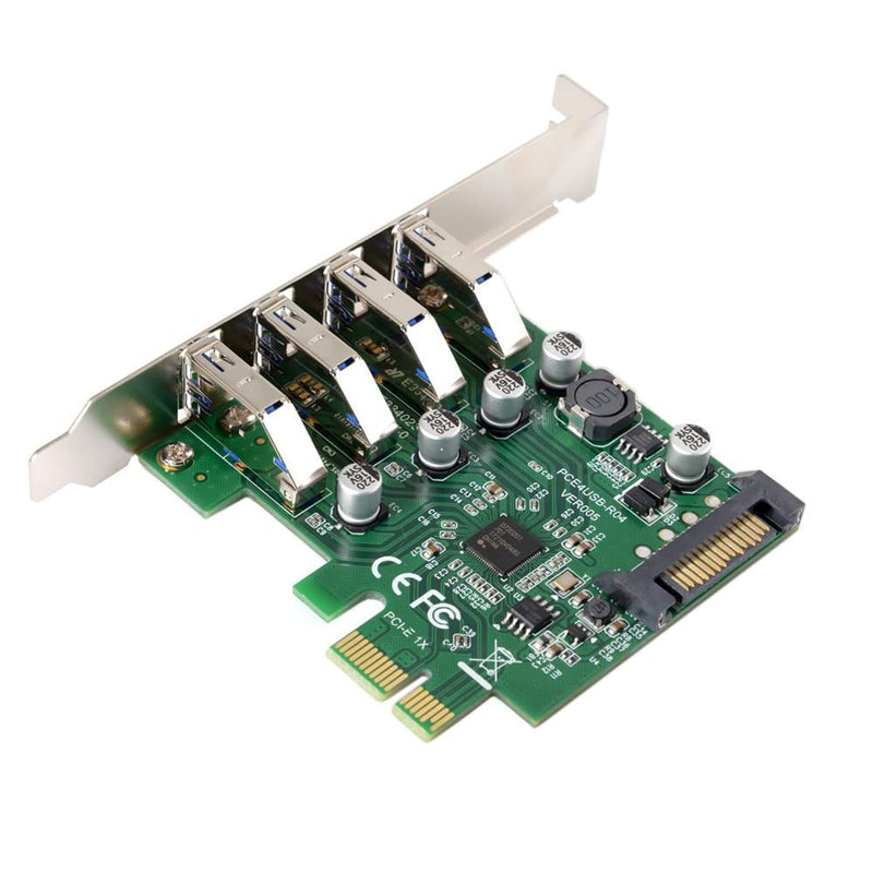  [AUSTRALIA] - Xiwai Low Profile 4 Ports PCI-E to USB 3.0 HUB PCI Express Expansion Card Adapter 5Gbps for Motherboard Low Profile Bracket