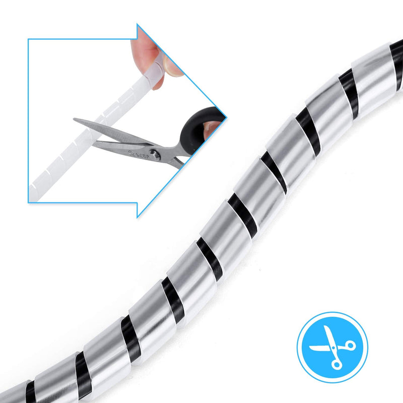  [AUSTRALIA] - MOSOTECH Cable Management System, 2 x 17ft Cable Tidy Spiral Wrap + 1 x 10ft Cable Ties, DIY Flexible Cable Protector for Home Office PC TV Wire Organizer