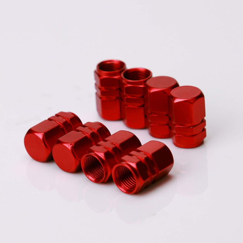 AIEX 8 Packs Aluminum Tire Valve Stem Caps with Gasket Universal Hexagon Valve Covers Replacement for Cars, SUV, Bike, Bicycle, Motorcycles, Airproof, Screw-On, Easy-Grip(Red) - LeoForward Australia