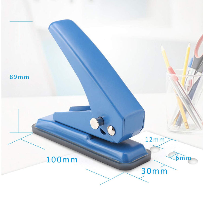  [AUSTRALIA] - Single Handheld 1/4 Inches Hole Puncher, 20 Sheet Punch Capacity Metal Hole Punch with Skid-Resistant Base for Paper, Chipboard, Art Project, Blue