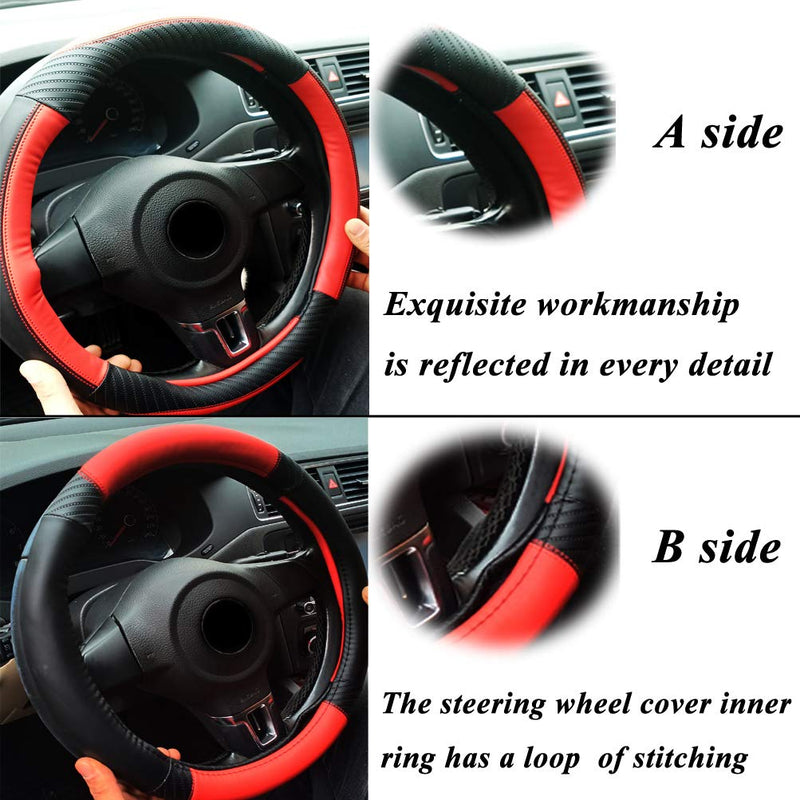 ZATOOTO Car Steering Wheel Cover Leather - Soft Red Microfiber Leather Sport Universal 15 inch for Women Men - LeoForward Australia