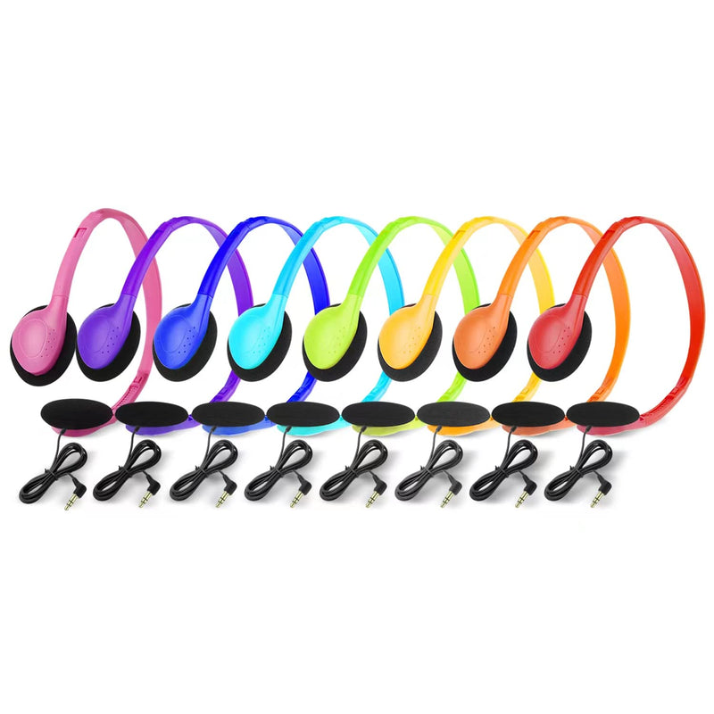  [AUSTRALIA] - Kids Headphones Bulk 8 Pack Multi Color Class Set School Students Classroom Children Toddler Boys Girls Teen and Adult (8 Pack)