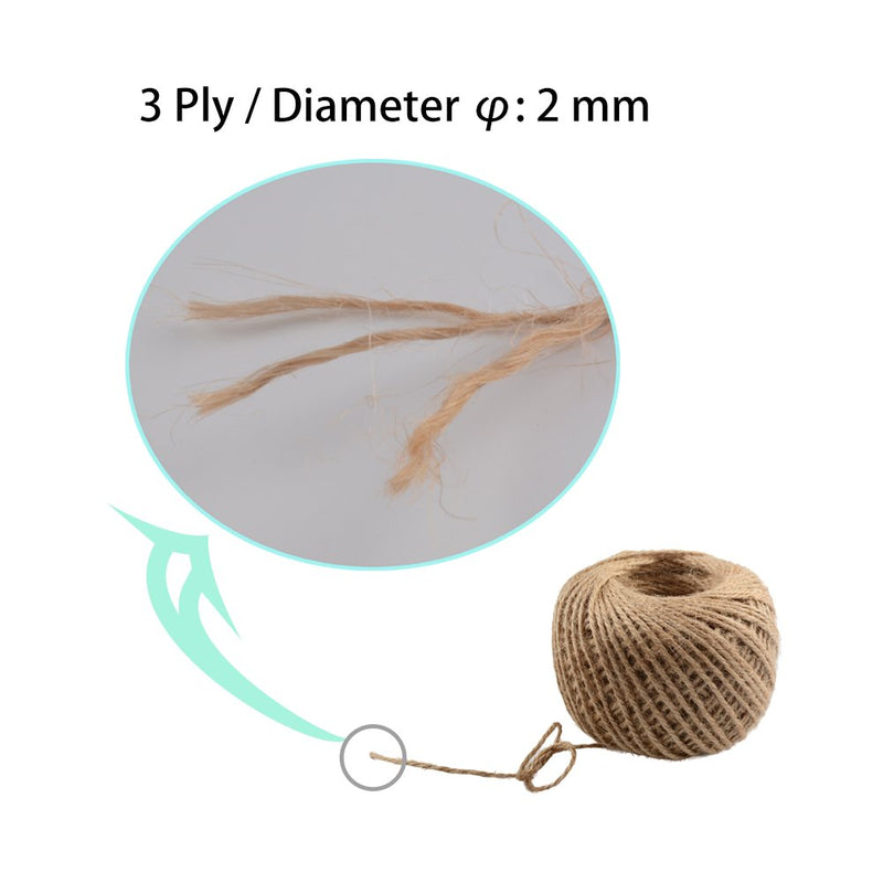  [AUSTRALIA] - 328 Feet Natural Jute Twine 3 Ply Gift Wrapping String DIY Rope Garden Twine Cord for Arts Crafts and Gardening Applications