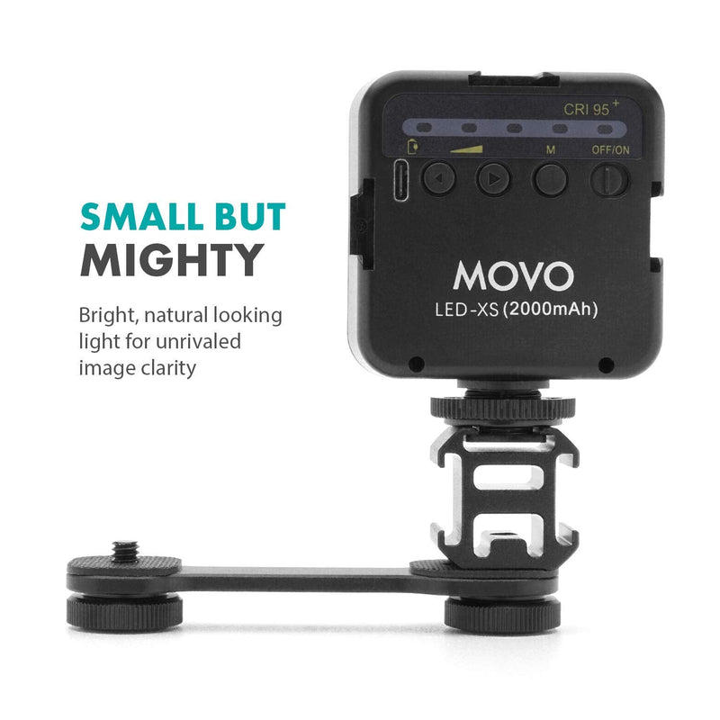  [AUSTRALIA] - Movo LED-XS Camera Light and VB05 Cold Shoe Extension Bar - LED Video Light and Cold Shoe Mount for Gimbal Tripod - Smartphone Vlogging Gear Compatible with DJI Osmo, GoPro, DSLR, iPhone, and Android