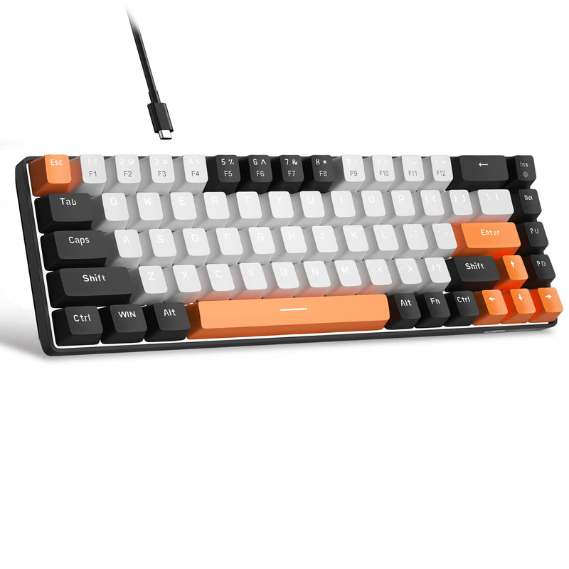  [AUSTRALIA] - Portable 60% Mechanical Gaming Keyboard, MageGee MK-Box LED Backlit Compact 68 Keys Mini Wired Office Keyboard with Red Switch for Windows Laptop PC Mac - White/Black White Black/Red Switch