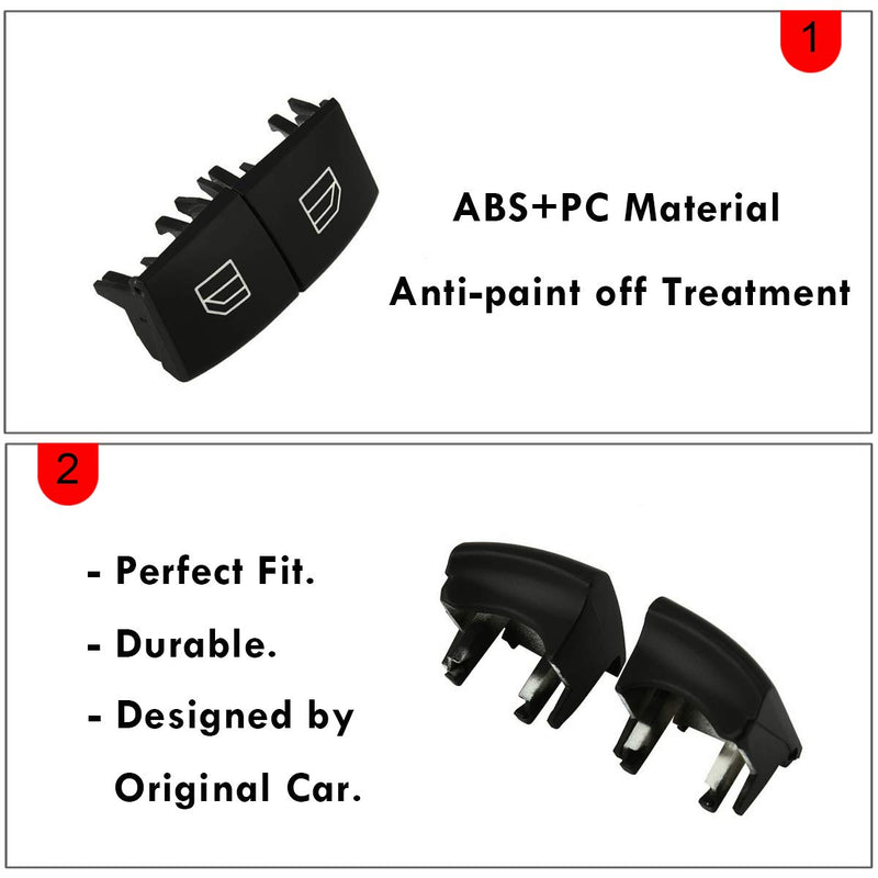 Moonlinks for Mercedes Benz ML GL R Class Window Switch Button Covers, Front Left and Right Window Switch Repair Button Caps（Fits Mercedes Benz W164 2006-2011,X164 2007-2012,W251 2006-2012,2 Pieces） - LeoForward Australia