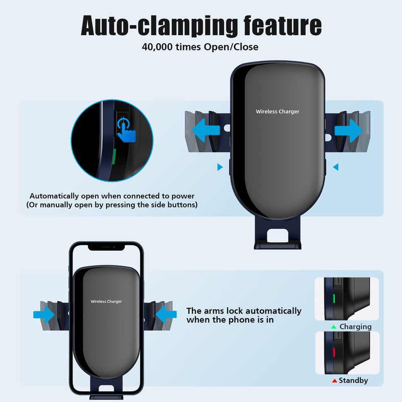  [AUSTRALIA] - Wireless Car Charger, Ennuts 15W Qi Fast Charging, Auto-Clamping Air Vent Car Phone Holder Mount Charger, Wireless Car Charger Mount for iPhone iPhone 14/13/13 Pro/12 pro/12/11/X/8, Samsung S22/S20+ Purple