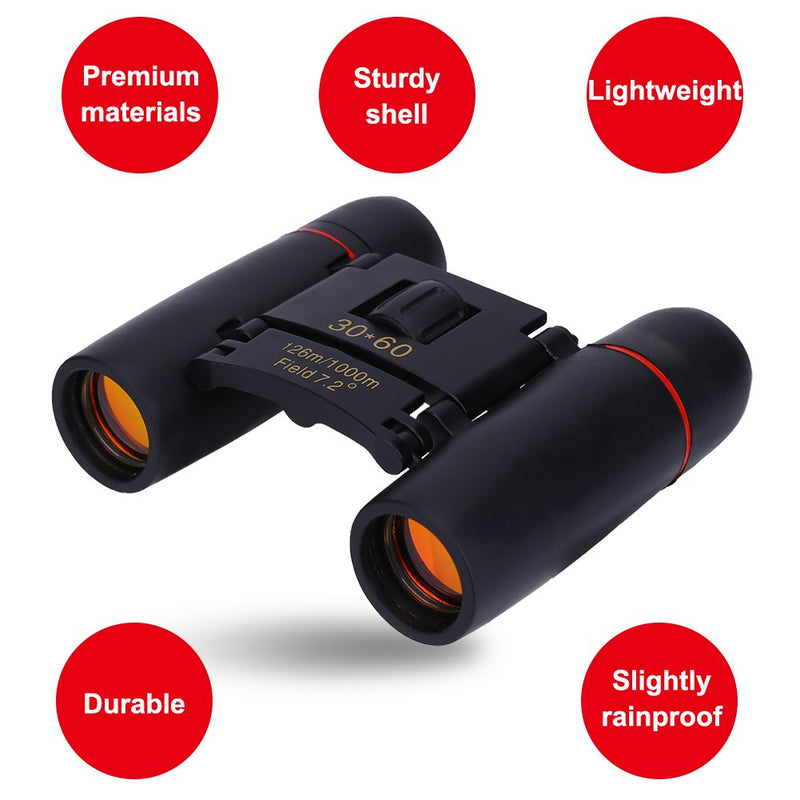  [AUSTRALIA] - 30 X 60 Portable Lightweight Metal Dual Focusing Small Mini Binoculars with Bag Lanyard Binoculars Compact for Adults Kids
