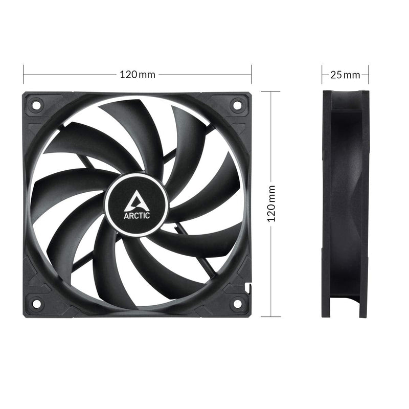  [AUSTRALIA] - ARCTIC F12 Silent - 120 mm Case Fan, Very Quiet Motor, Computer, Almost inaudible, Push- or Pull Configuration, Fan Speed: 800 RPM - Black