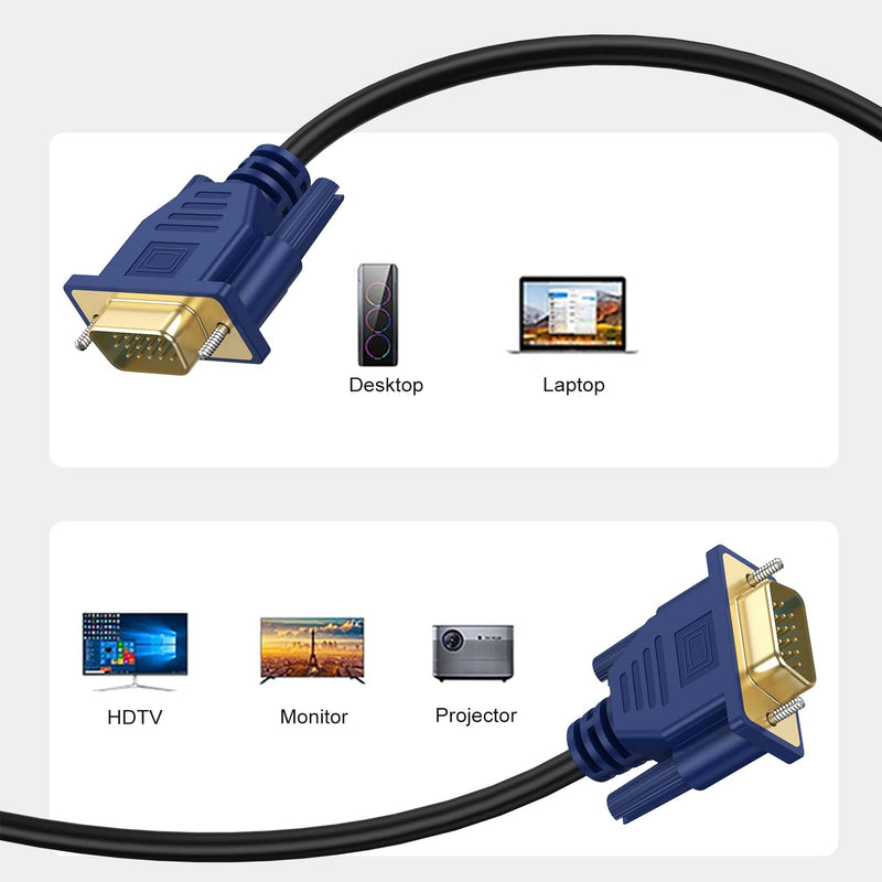  [AUSTRALIA] - VGA Cable 3.3ft, VGA to VGA Cord Monitor Cable DSub 15 Pin SVGA Cables Male to Male for Computer Monitor 1 3.3 Feet