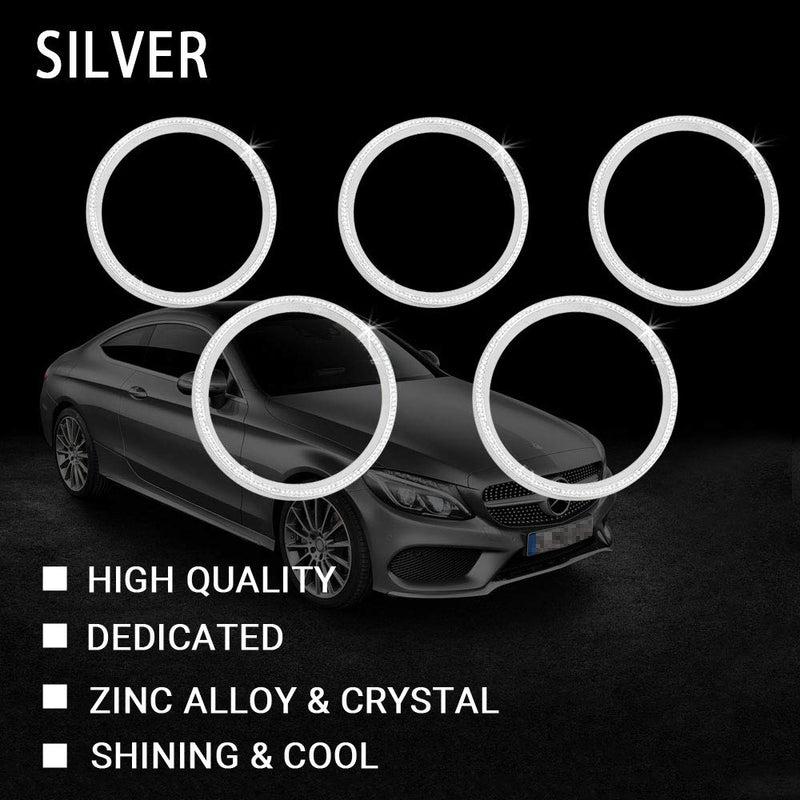 [AUSTRALIA] - 1797 Compatible Air Vents Caps for Mercedes Benz Accessories Parts Bling C117 X117 CLA X156 GLA Class AMG AC Outlet Covers Decals Stickers Interior Front Decorations Women Men Crystal Silver 5 Pack Front Air Vents