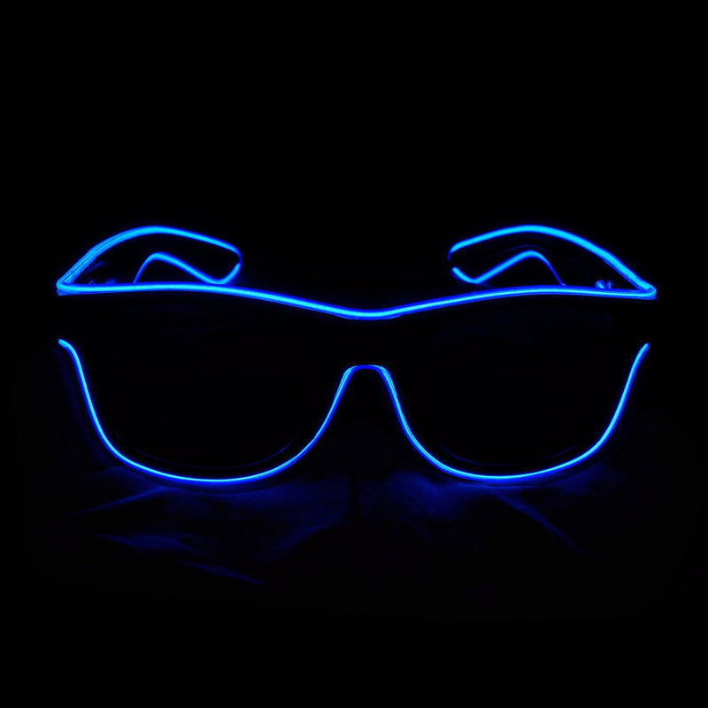 Aquat Light up EL Wire Neon Rave Glasses Glow Flashing LED Sunglasses Costumes for Party, EDM, Halloween RB01 Blue - LeoForward Australia