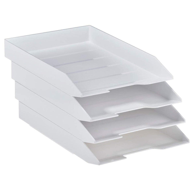 Acrimet Stackable Letter Tray Front Load Plastic Desktop File Organizer (White Color) (1 Unit) - LeoForward Australia