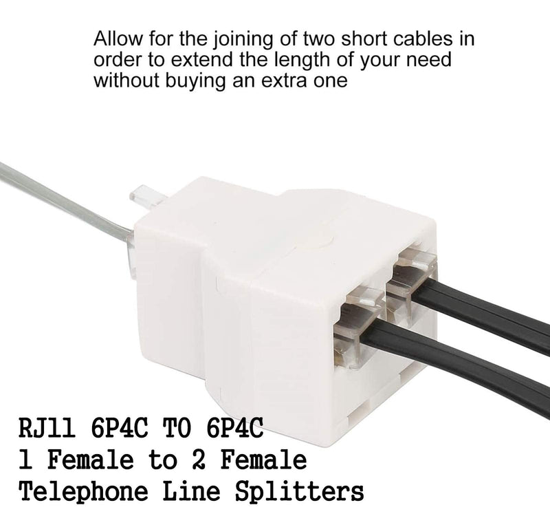  [AUSTRALIA] - 3Female Telephone Splitter Adapter Cable,Telephone Landline Cable Connector and Separator (RJ11 6P4C-2 Pack) RJ11 6P4C-2 Pack