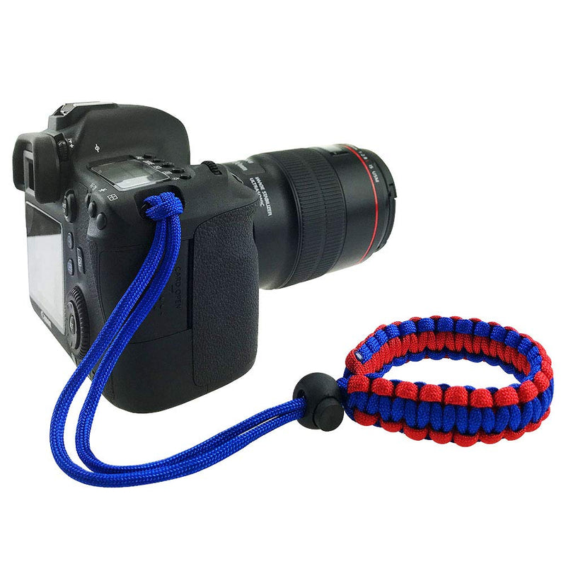  [AUSTRALIA] - Allzedream Camera Wrist Strap Paracord Bracelet Adjustable for DSLR Binocular Cell Phone (Blue Red) Blue Red