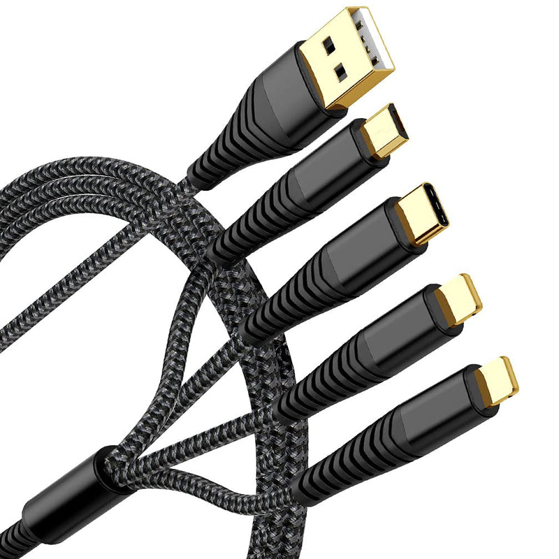  [AUSTRALIA] - 2Pack 6FT Multi Charging Cable 3A, Multi Charger Cable Nylon Braided Universal 4 in 1 Multi USB Cable Multiple Devices Charger Cord with Type C/Micro USB Connectors for Cell Phones and More