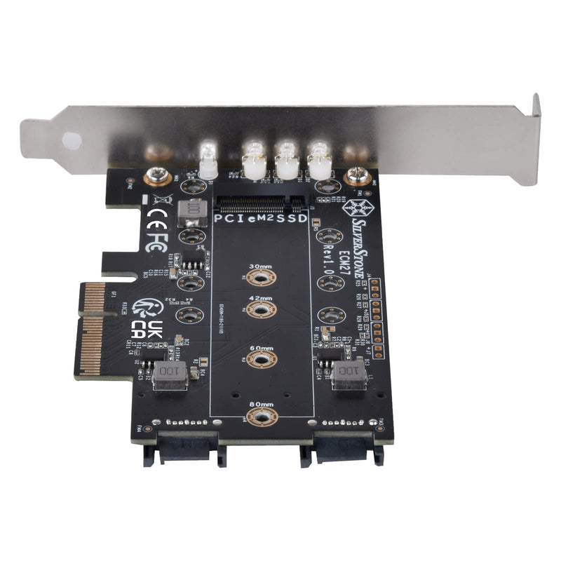  [AUSTRALIA] - SilverStone Technology ECM27 Triple Slot (1 x NVMe & 2 x SATA) M.2 SSD to PCIe x4 Adapter Card, SST-ECM27