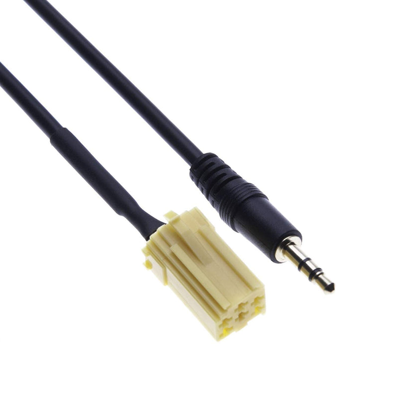  [AUSTRALIA] - Car Line-in Aux Adapter 3.5mm Jack Aux Audio Cable Connector Mini ISO Socket for Lancia Musa 350, Ypsilon 846, Ypsilon 843, Smart Fortwo 451, Roaster, Paugeot Boxer, Citroen Jumper, Alfa Romeo 159