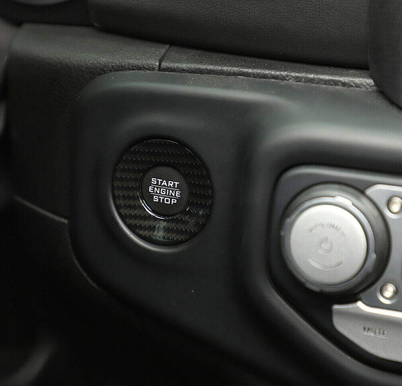 RT-TCZ Engine Start Stop Sticker Emblem Push to Start Button Badge Start Button Trim ABS Cover for Jeep 2018-2020 JL Gladiator JT Carbon Fiber for Jeep Wrangler Accessories - LeoForward Australia