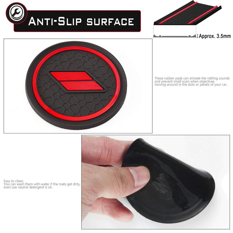  [AUSTRALIA] - Auovo Anti dust Mats for Dodge Charger 2015 2016 2017 2018 2019 2020 Accessories Custom Fit Cup Holder Liners Mats(6pcs/Set, red) red 6 pcs