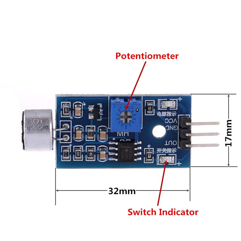  [AUSTRALIA] - Anmbest 5PCS RED Microphone Sensor AVR PIC High Sensitivity Sound Detection Module LM393 Dual Differential Comparators Output for Arduino Sound Sensor