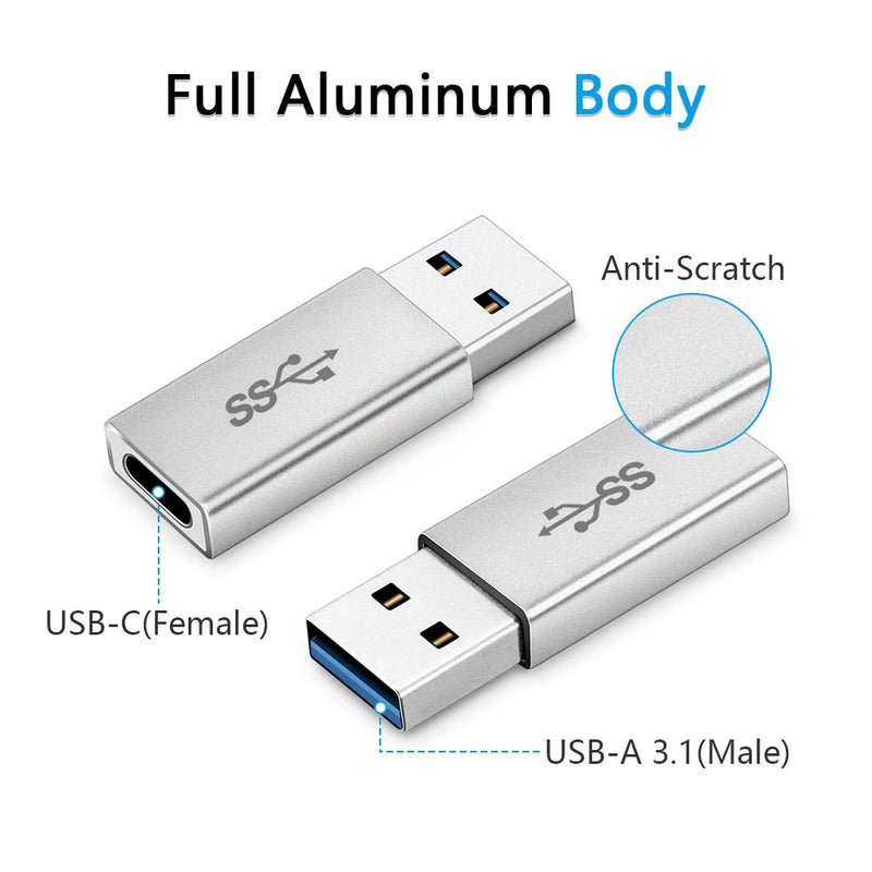  [AUSTRALIA] - Electop USB 3.1 Type C Female to USB A Male Adapter (2 Pack), Type A to C USB 3.1 Female to USB A Female Adapter Converter Support Data Sync and Charging
