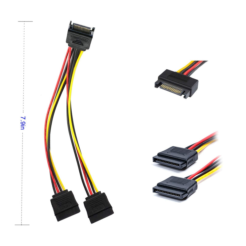  [AUSTRALIA] - SATA Cable, SATA Data Cable and SATA Power Splitter Cable (4 Pack) SATA III Cable 6.0 Gbps SATA 3.0 Cable,15 Pin Power Splitter Cable