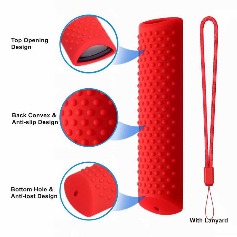  [AUSTRALIA] - Silicone Remote Cover Replacement for Alexa Voice Remote/TV Stick (3rd Gen), Anti-Slip Protective Case with Lanyard Red