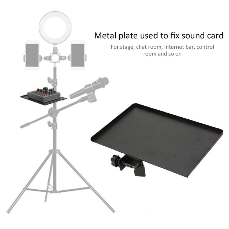  [AUSTRALIA] - Mic Rack Stand Phone Holder, Multifunctional Microphone Stand Tray, Alloy Clamp-On Chat Room for Live Broadcast