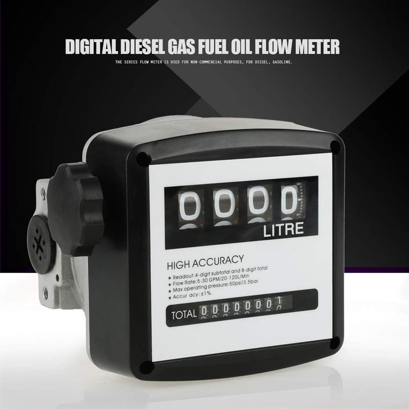 Igital Diesel Flow Meter 1Inch Oil Flow Mechanical Meter Aluminum Flow Meter 4-Digital Batch Display Diesel Flow Meter Fuel Measurement - LeoForward Australia